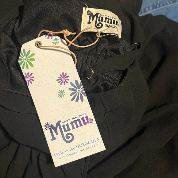 NWT Show Me Your MuMu Caitlin Ruffle Maxi Dress Black Chiffon Small - Picture 3 of 5